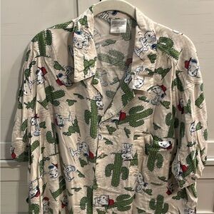 Peanuts Snoopy Cactus Print Shirt Jacket